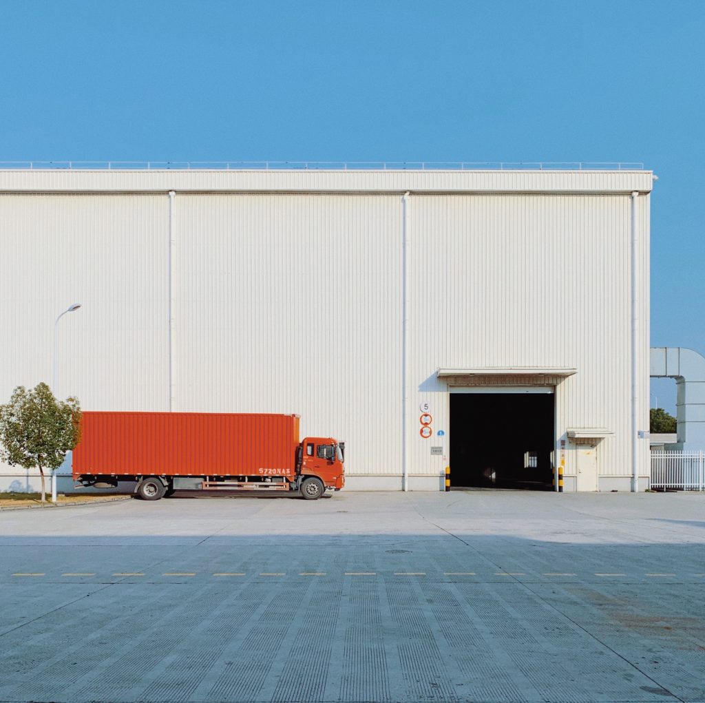 Truck loading up for cannabis transportation