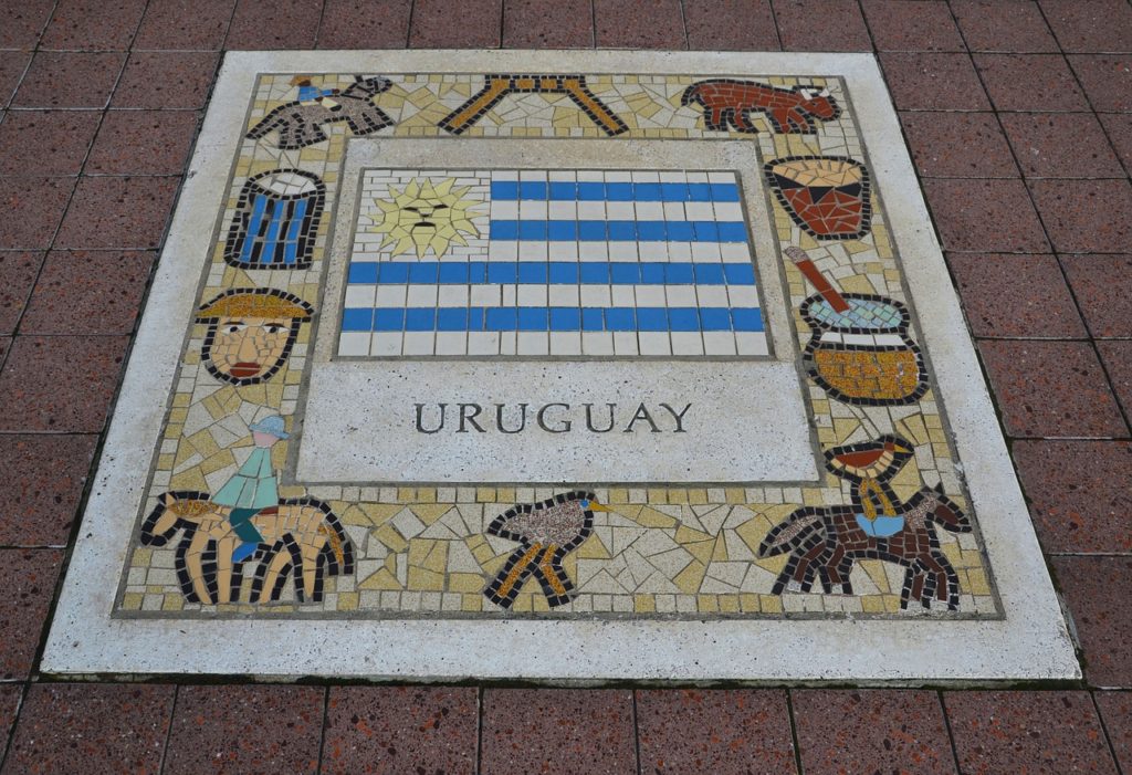 A Uruguayan mosaic portraying cannabis in Uruguay. 