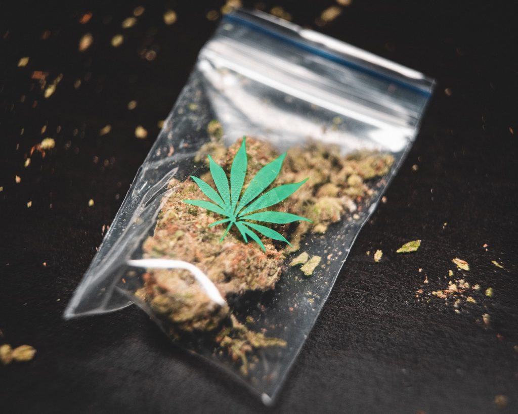 a baggy of cannabis representing the Cookies cannabis brand