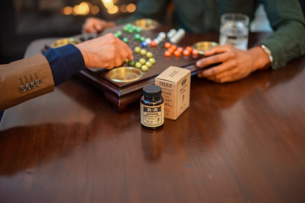 CBD and chinese checkers representing CBD for seniors