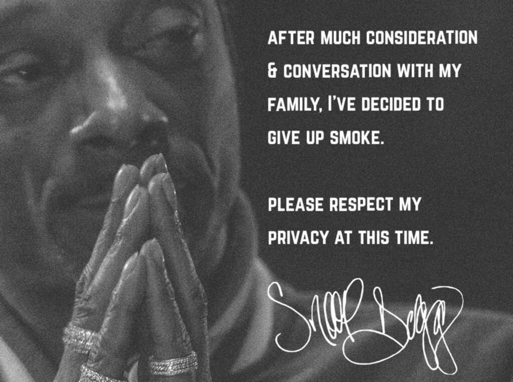 Snoop Dogg Announces He’s Quitting Weed. See the Reasons for His Decision